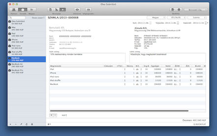 macOS - OS X Számlázó program